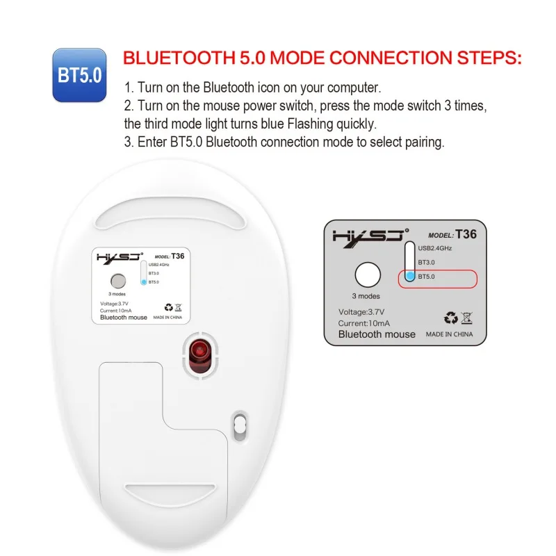 Горячая T36 между тремя режимами Bluetooth 3,0/5,0/2,4G Беспроводной Мышь беззвучный дизайн Перезаряжаемые Mise для портативных ПК