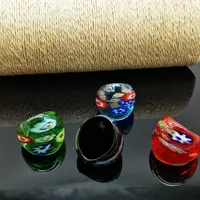 Anel de vidro murano com 4 cores mistas, joias estilo chinês de vidro murano anéis 17-19mm verde azul preto e vermelho