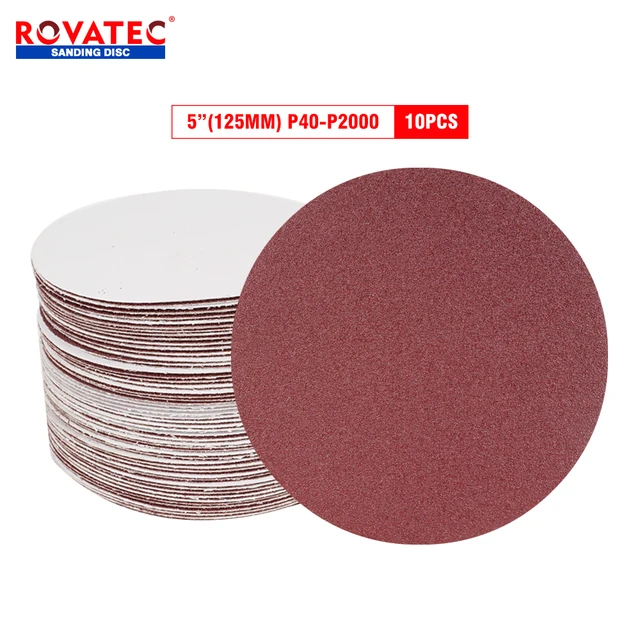 10PCS125MM 5 dischi abrasivi carta vetrata Velcro forma rotonda carta  abrasiva ad anello da 40 a 1200 grane per levigatura lucidatura - AliExpress