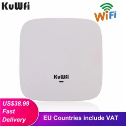 KuWFi – routeur sans fil de plafond 300Mbps, Point d'accès sans fil, répéteur de Signal Wifi POE 2.4Ghz 48V, adaptateur de routeur RJ45 pour hôtel et maison 