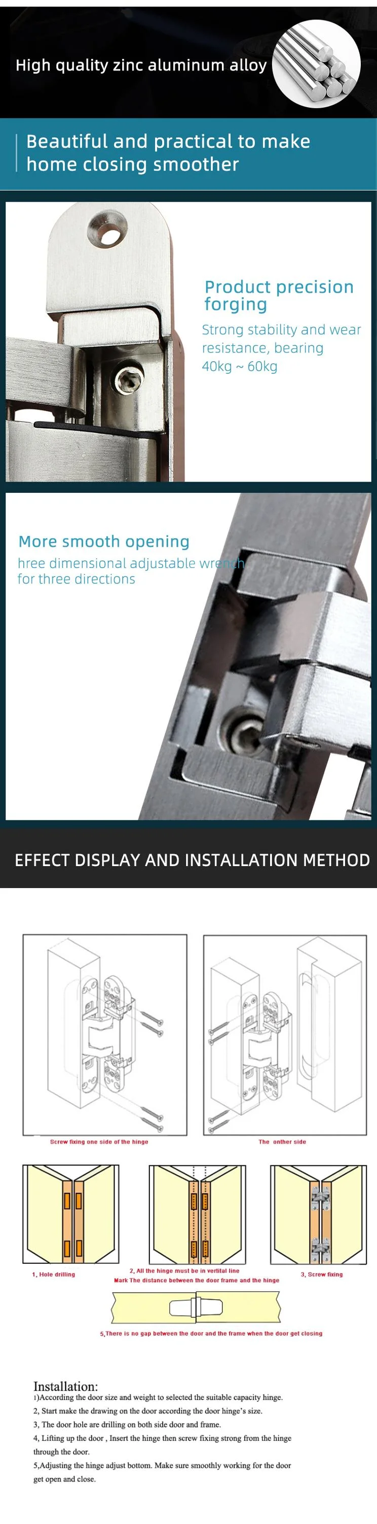 RCH-10 2PCS Três Sentido Invisível Ajustável Heavy