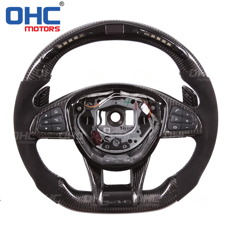 Real Carbon Fiber Led Steering Wheel Compatible For Mercedes Benz W205 C63 W213 X156 Led Performance Led Racing Display Steering Wheels Steering Wheel Hubs Aliexpress