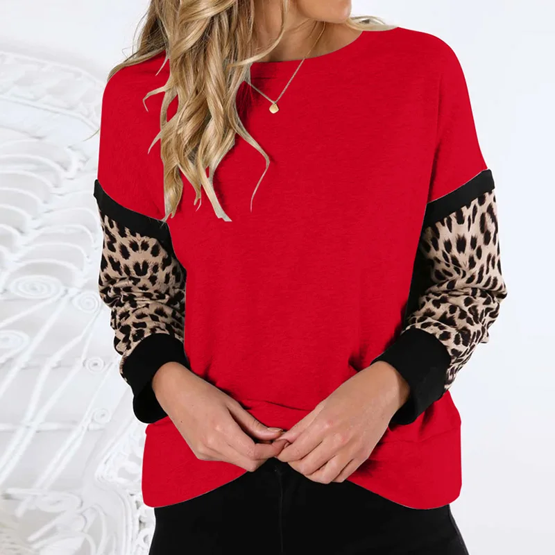 Pull Femme Модный женский зимний свитер с круглым вырезом и длинным рукавом с леопардовым принтом свитер повседневные женские осенние Топы