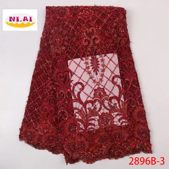 

NIAI African Lace Fabric 2019 High Quality Lace Material Tulle French Embroidered Mesh Lace Fabric For Wedding Dress XY2896B-3