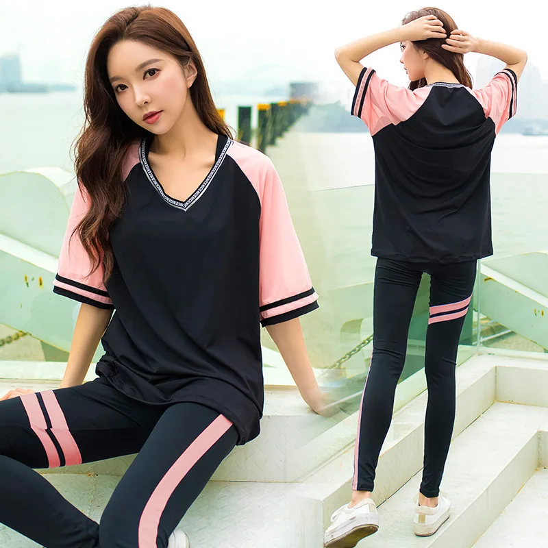 

2019 Spring And Summer New Style Yoga Fitness Service WOMEN'S Suit Loose-Fit Breathable Fitness Running Sports Set
