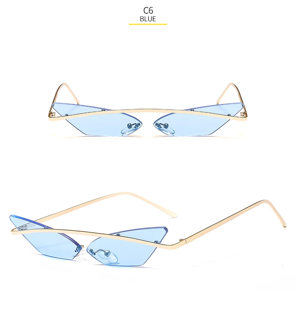 Vintage Cat Eye Sunglasses Unisex Multicolor Frameless Eyewear_voghion.com