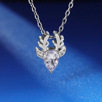 

Necklace S925 Sterling Silver Necklace Women's New Fashion Simple Clavicle Chain Antler PendantChristmas Present