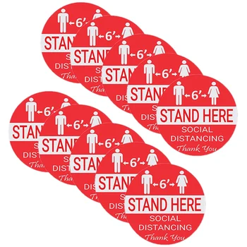 

10Pcs/Lot Stand Here Social Distancing Stickers Keep 6 Feet Apart Stand Between Distance Floor Decal for Market