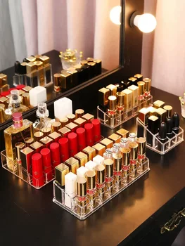 

Lipstick Storage Box Acrylic Transparent Makeup Organizer Cosmetic Display Stand Lip Gloss Holder Bathroom Storage Rack