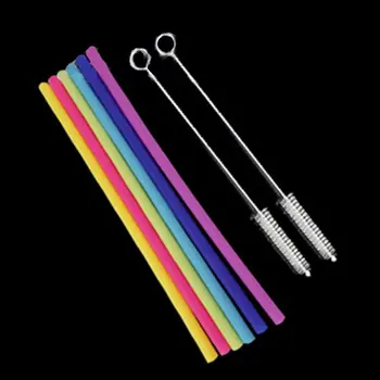 

Straight Wide Reusable Drinking Straws Silicone Food Grade Silicone Pipette Big Reusable Straws With Straw Brush