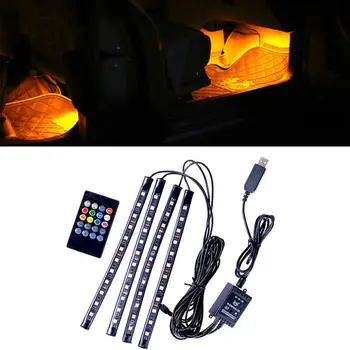 

Multi Color Car Interior Atmosphere Neon Lights Lamps Strip 12 LED Wireless IR Remote Control Car Interior Dash Floor Foot RGB