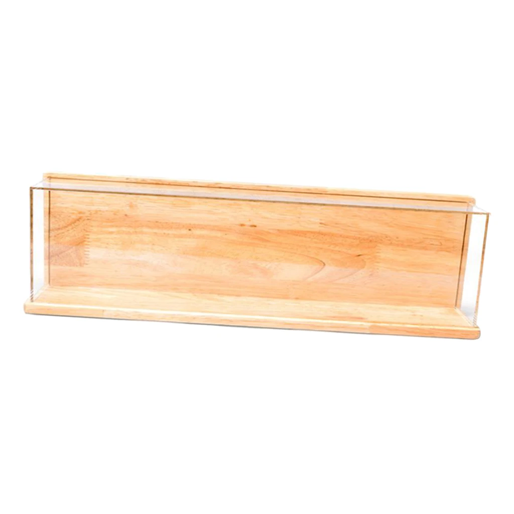Clear Acrylic Display Case with Wood Base ,Countertop Box Cube Organizer, Dustproof Protection Showcase for Action Figures Toys