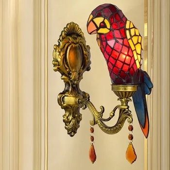 

European retro bathroom mirror lamp European American Rural crystal bedside wall lamp aisle parrot balcony wall lamp