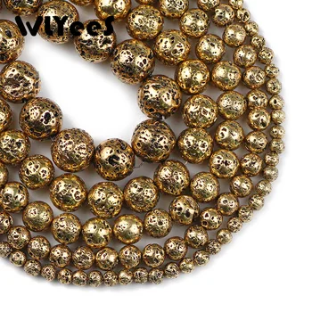 

WLYeeS Natural Stone Ancient Gold Lava Hematite Round Loose Beads 4 6 8 10 12mm DIY Necklace Bracelet Jewelry Making Accessories