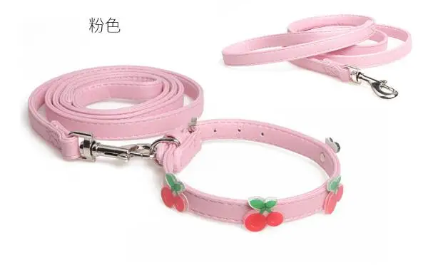 pink Товары для собак из мягкой цветной искусственной кожи прохладное фруктовое ожерелье для домашних животных аксессуар товар для животных ошейник для маленьких средних собак - Цвет: pink