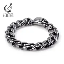 Fongten байкерские мужские кубинские звенья цепи браслет серебро Нержавеющая сталь тяжелый панк браслеты мужские модные ювелирные изделия