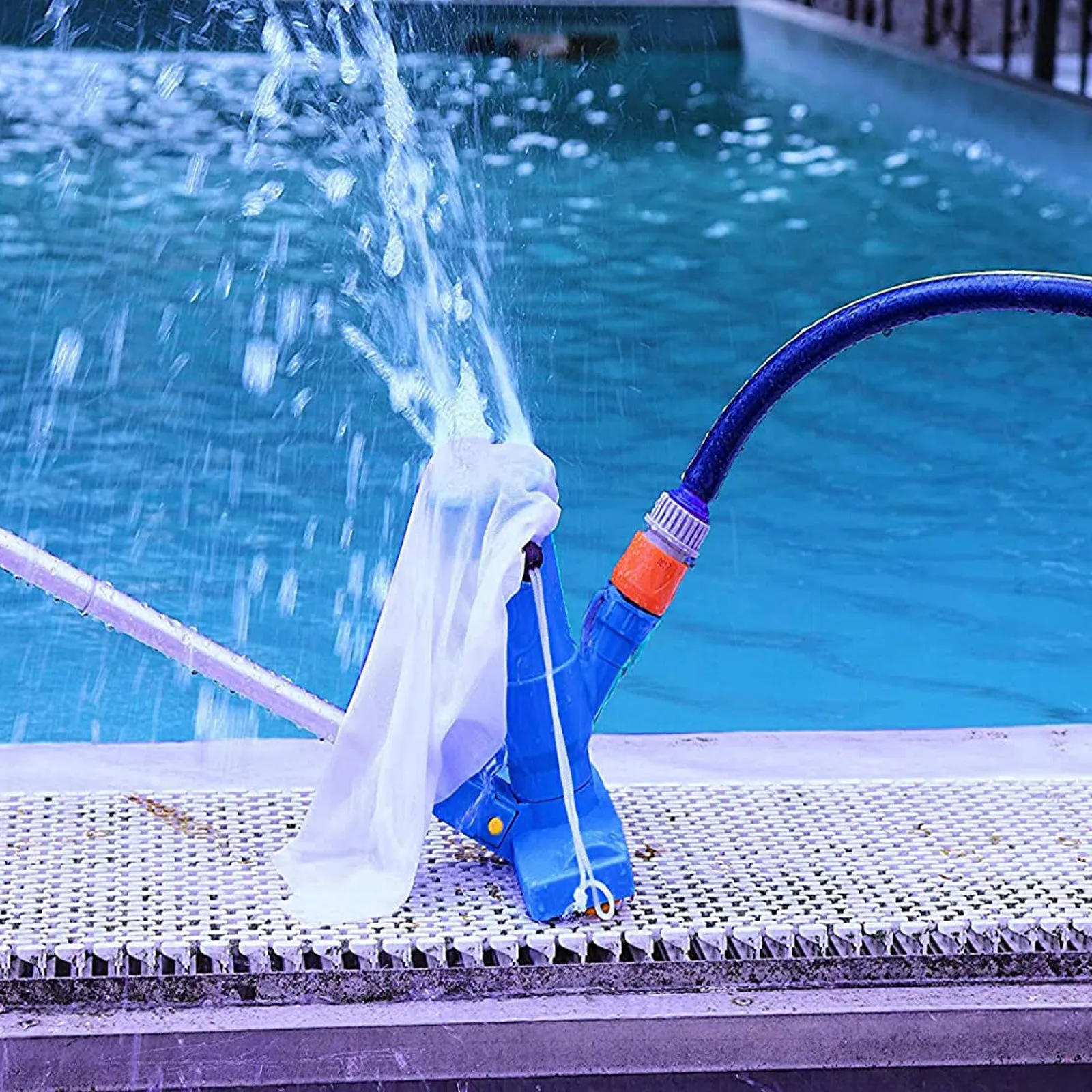 Scrub Brushes Pool Vacuum for Above Ground Pools,Spas Inflatable Pools No Garden Hose Included Leaf Bag Pool Vacuum Cleaner Portable Jet Pool Vacuum Underwater Cleaner with 5 Section Pole Ponds