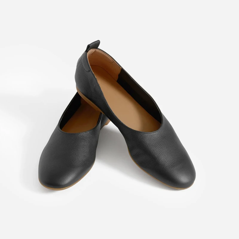 Ballet Soft Sole Retro Shoes Genuine Leather Round Toe Ladies Shoes Flat Heels Shallow Women?s Shoe Autumn