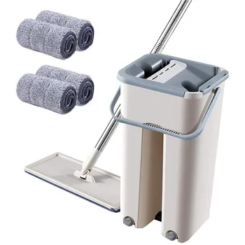 

Squeeze Mop and Bucket Set for Wash Floor Magic Cleaning Mops Avoid Hand Washing Microfibre Dust Cleaner Home Cleaning Tools