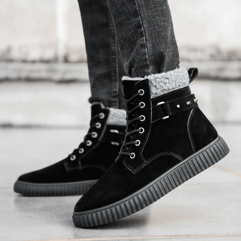 

Spring 2020 New Style Hight-top Men Shoes Men's Trendy Shoes Korean-style Versatile Cotton-padded Shoes with Velvet Sneakers Can