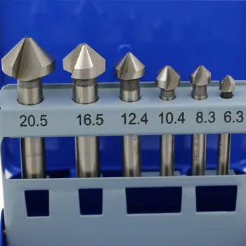 

6Pcs 3 Flute Countersink Drill Bit Set 90 Degrees Steel Point Angle Chamfer Tool Y51B