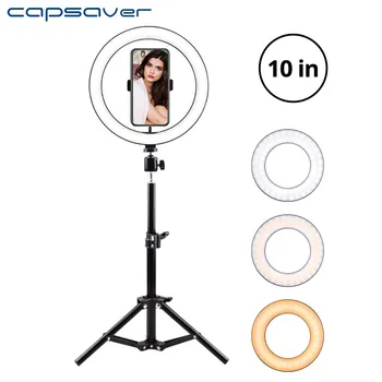 

Ring Light 26cm Desktop Video Light 10 inches Fill Light USB with Phone Holder 50cm Tripod Dimmable 3200-5600K for Selfie Study