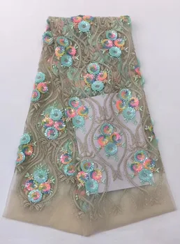

New Purple African Lace Fabric Embroidered Nigerian Guipure for Wedding High Quality 2019 French Tulle Lace Fabric with Beads