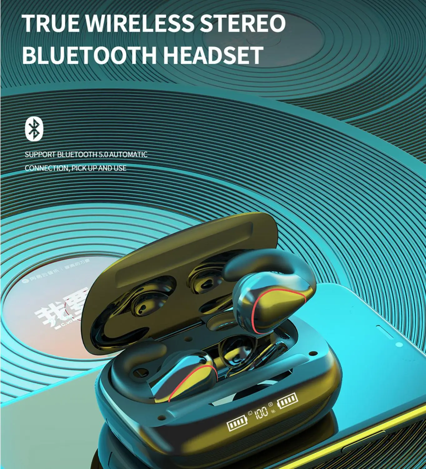 Wireless Bluetooth 5 0 Stereo EarphonesSuper Bass Sound Handsfree Calling with Microphone Power Bank for Smart Phones iPhone LG