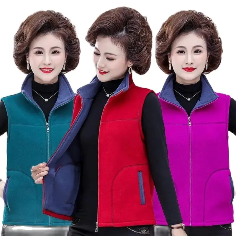 

Жилет теплый женский, короткая флисовая куртка для женщин среднего возраста, шерстяные пальто, 5XL, Осень-зима 2022