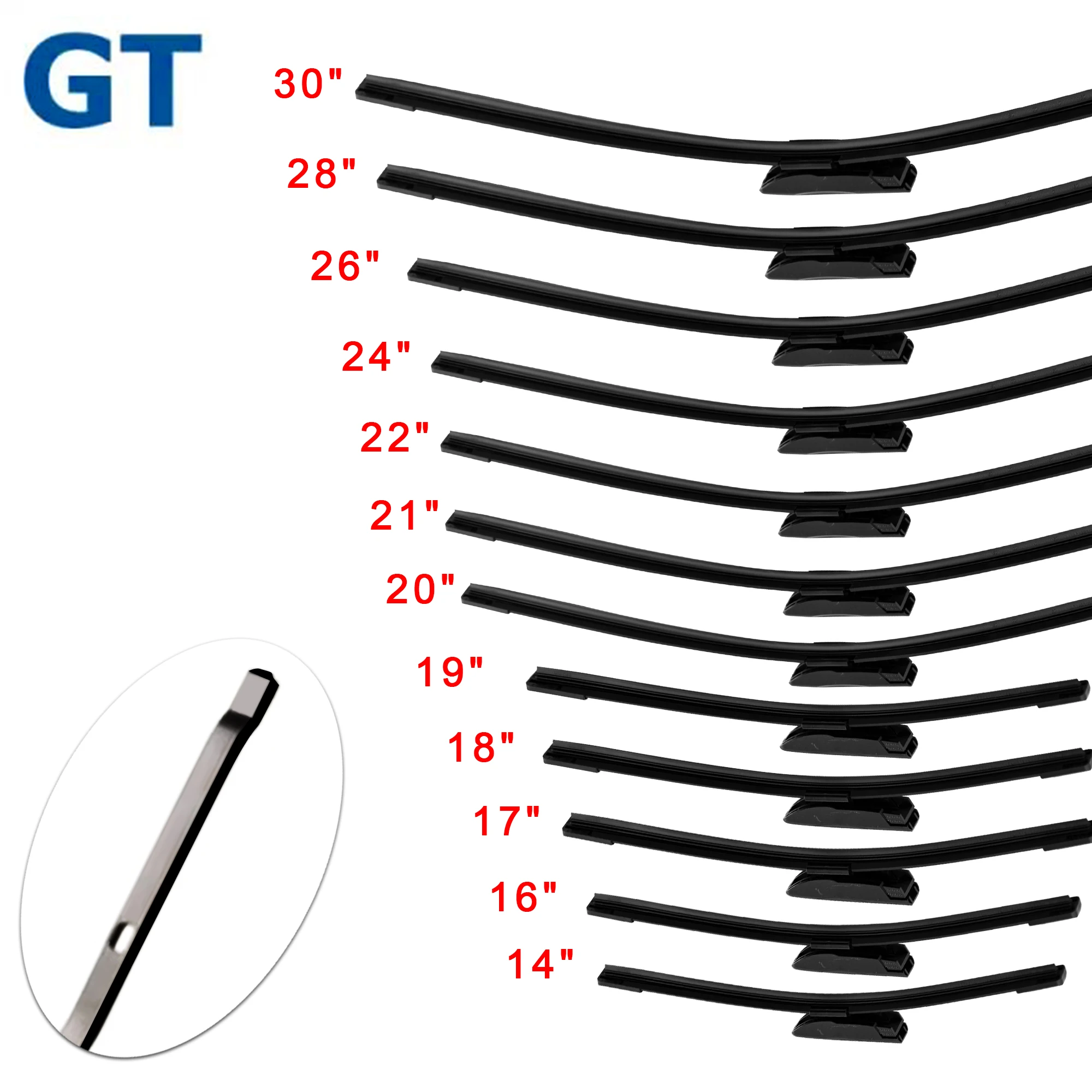 

Car Windshield Wiper Blades For Bayonet Type Arm Rubber wipers 14'' 16'' 17'' 18'' 19'' 20'' 21'' 22'' 24'' 26'' 28'' 30''