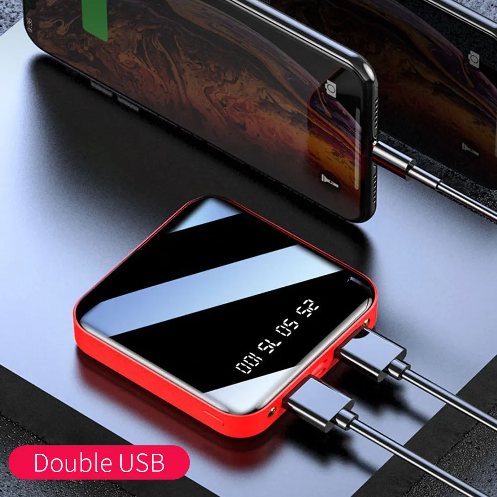 Power Bank 20000mAh Portable Charging Poverbank Mobile Phone LED Mirror Back Power Bank External Battery Pack Powerbank powerbanks