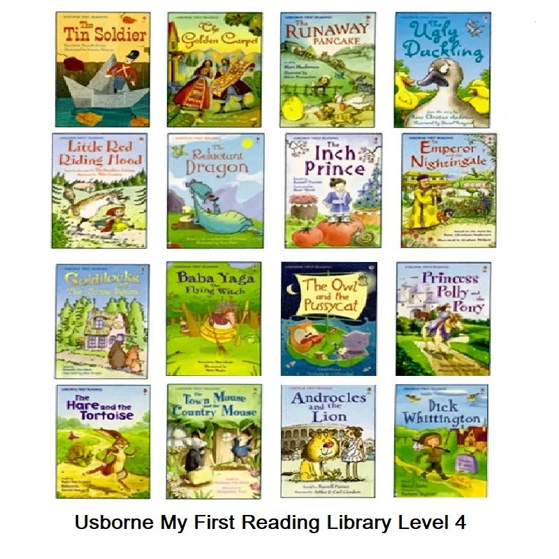 16-books-usborne-my-first-reading-library-level-4-english-book-child-kids-word-sentence-education-fairy-tale-story-book-age-6-12