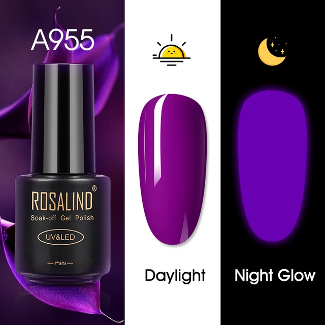 ROSALIND Nail Gel Polish Neon Luminous Hybrid Varnish Manicure Semi Permanent UV Gel Nail Art Base Top Coat Gel Nail Polish New RAA955