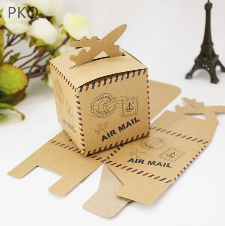 

50Pcs Creative Candy Packaging Box Small Jewelry Boxes Brown Kraft Paper Box Christmas Baby Shower Box 6x6x6cm