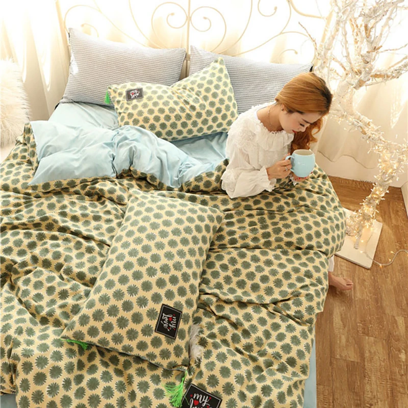 

Modern Bedding Set 3/4PCS Bedclothes Printing Stripe Lattice Coverings Bed Sets Comforter Duvet Cover Bed Line Sheet Pillowcase