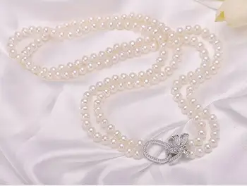 

double strands 8-9mm south sea white pearl necklace 20inch 22inch
