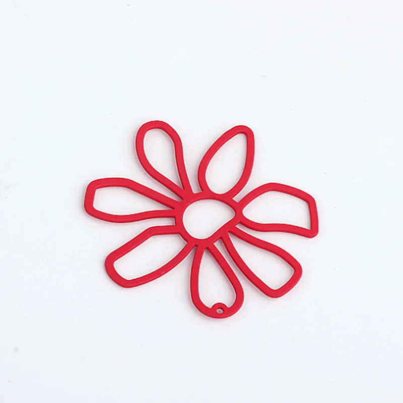 Frosted Spray Paint Color Hollow Flowers Charms 56MM 10pcs/lot For DIY Fashion Earrings Handmade Earrings Accessories Materials - Окраска металла: 1