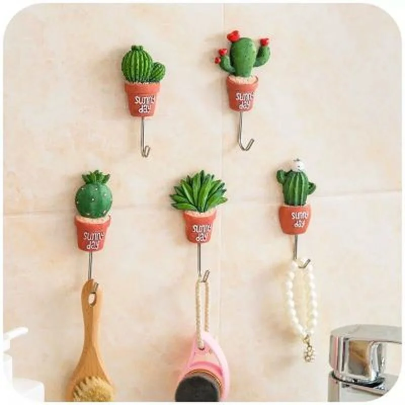 Artificial Cactus Wall Hook Adhesive Practical Flower Pot Plant Wall