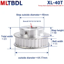 Шкив ГРМ XL 40T 8/10/12/15/18/19 мм с внутренним отверстием 40 Зубцов ширина
