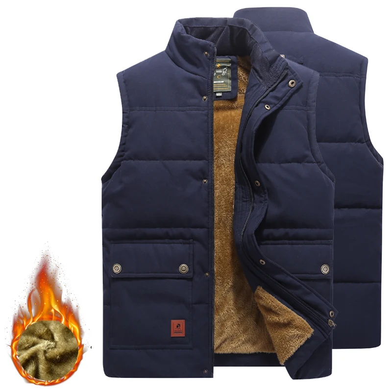 

Nice Winter Casual Vest Men Thicken Warm Sleeveless Jacket Autumn Cotton Vest Men Fleece Coat Waistcoat Colete Masculino 7XL