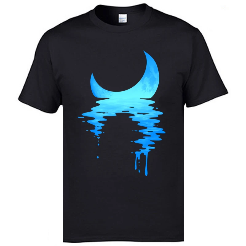 

Moonset Waterreflection 100% Cotton Man Short Sleeve Tees Design Summer Autumn Top T-Shirts Custom T Shirt High Quality