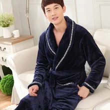 Фланелевая ночная рубашка, мужской Халат, Коралловая шерсть, обновленная Домашняя одежда, утолщенный осенне-зимний Халат, домашние пижамы-Неглиже Халат