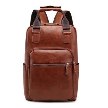 

Waterproof and scratch-resistant PU retro backpack men's business simple atmosphere portable backpack