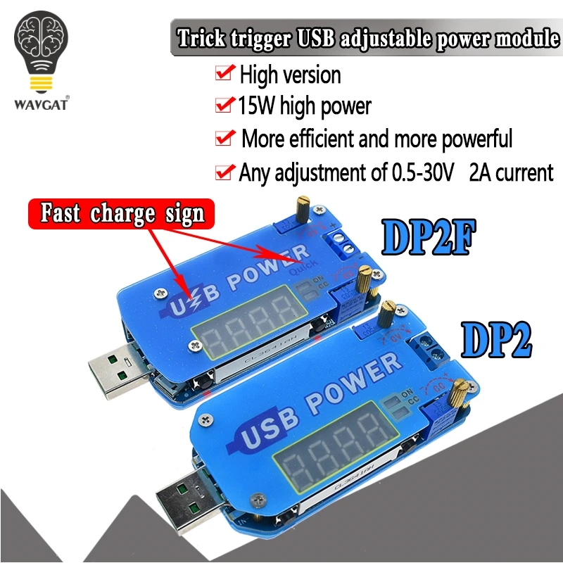 

DP2F DC DC adjustable usb laboratory power supply DC 0.5-30V 15W voltage regulator QC2.0 QC3.0 AFC FCP Quick charge trigger