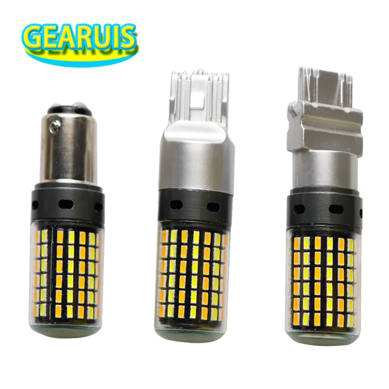 

2X Switchback LED 1157 bay15d T20 7443 7444 W21/5W 3157 120 SMD 3014 LED Dual Color White Amber Car DRL Turn Signal Light 12V