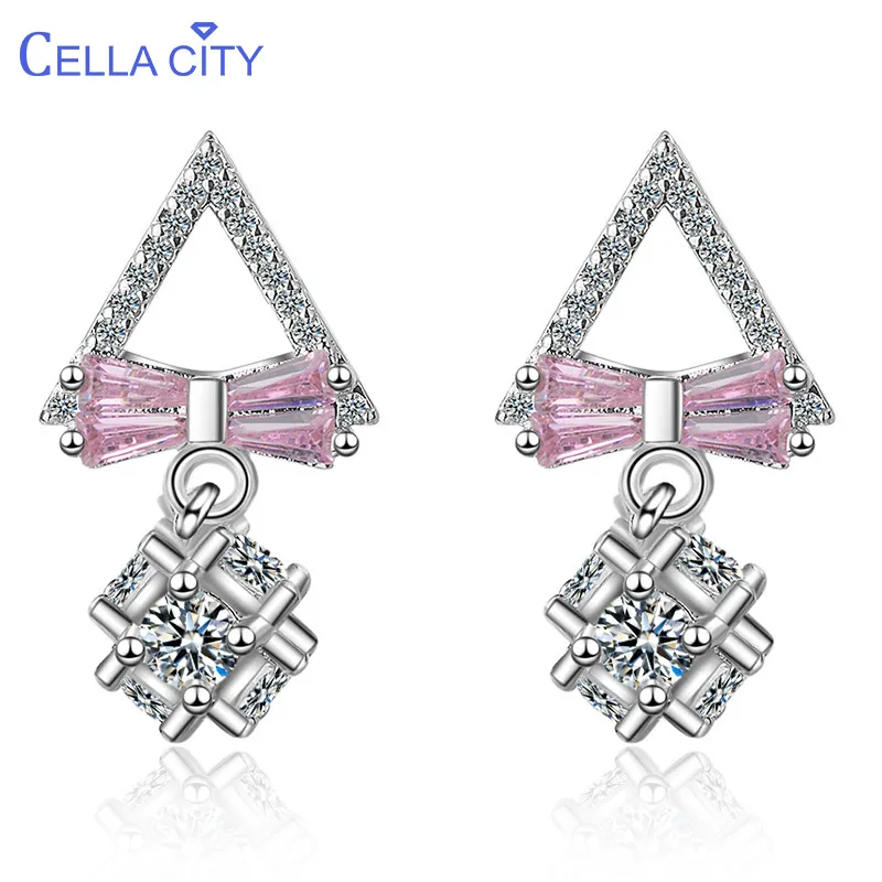 Cellacity модные 925 серебряные серьги для женщин с AAA цирконием свисающие циркониевые