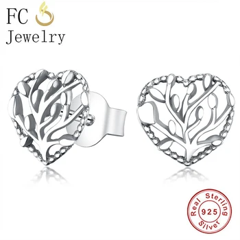 

FC Jewelry 925 Sterling Silver Minimalist Tree of Life Stud Earrings For Women Brincos Prevent Allergy Small Pendientes 2020 New