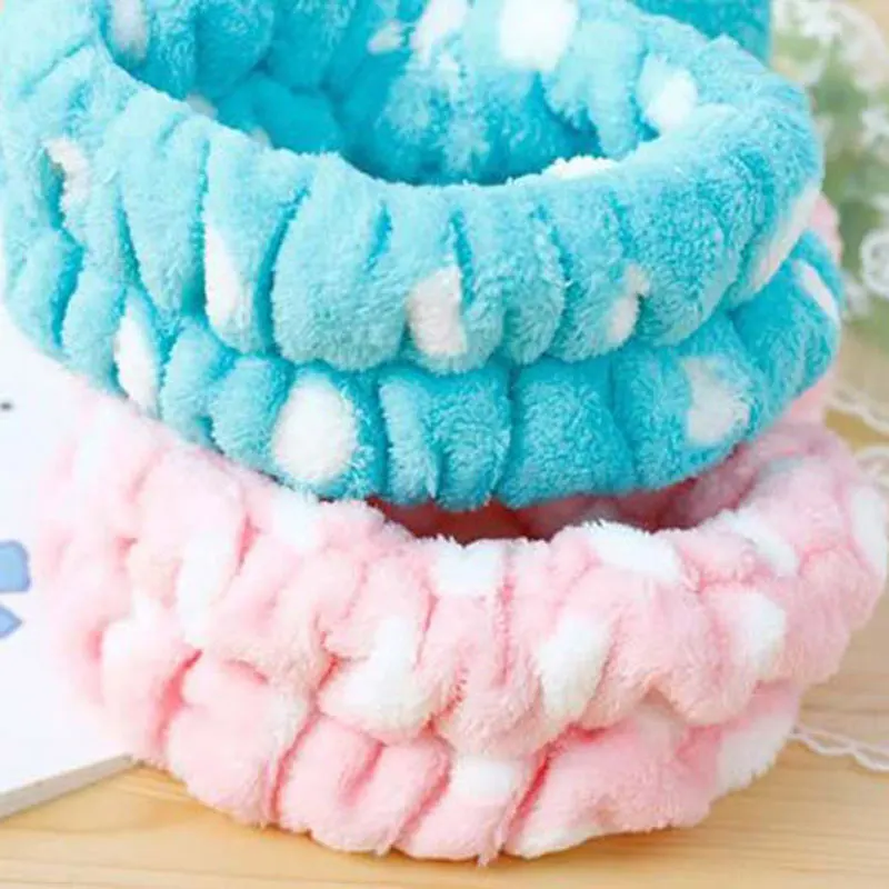 Lovely Newly Band Big Soft Bowknot Band Shower Makeup Headband Wash Elastic Dot Hair New Good Elasticity Comfortable Hair Tools