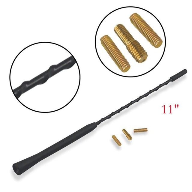 Roof Mast Stereo Antenna FM Radio Aerial Screw Black Rubber Universal Auto Replacement Accessories 9/11/16inch