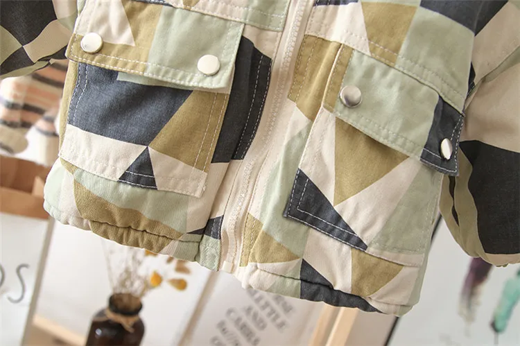 Winter camouflage Girls boys Jacket Full print Lovely Warm Cotton Coat For Baby Children Hooded Thick Outerwear Kids Clothing